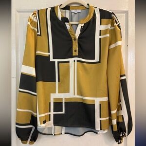 Fate Anthropologie Geometric Abstract Print Blouse Large